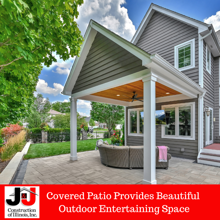 Covered Patio Provides Beautiful Outdoor Entertaining Space
